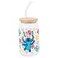 Silver Buffalo Disney Lilo and Stitch Aloha Tropical Hawaiian Glass Jar Tumbler with Bamboo Lid and Glass Straw 16 Ounces