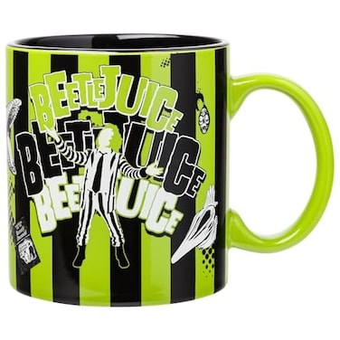 Silver Buffalo Beetlejuice Green and Black Stripes Ceramic Mug 20 Ounces