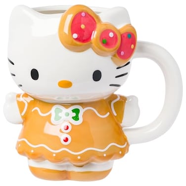 Silver Buffalo Sanrio Hello Kitty Gingerbread Dress 3D Sculpted Ceramic Mug 20 Ounces