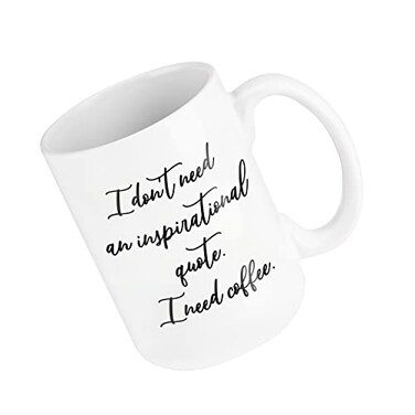 NoCry I Need Coffee Coffee Mug Cool 15 oz White Ceramic Cup with a Funny Slogan Great Unique Birthday or Novelty Gift
