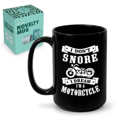 Artisan Owl I Dont Snore I Dream Im A Motorcycle Mug 15 oz Ceramic Funny Biker Coffee Cup Gift for Men Motorcycle Rider