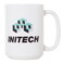 Artisan Owl Initech Large 15 oz DoubleSided White Coffee Mug Modern Microwave Safe Ceramic Cup for Tea Coffee Funny Work Gift