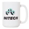 Artisan Owl Initech Large 15 oz DoubleSided White Coffee Mug Modern Microwave Safe Ceramic Cup for Tea Coffee Funny Work Gift