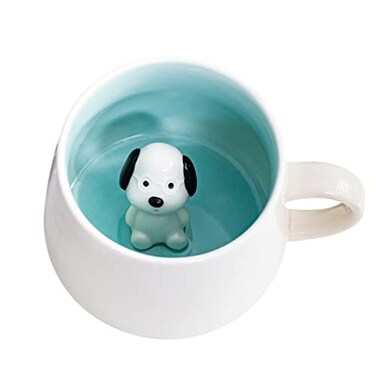 Biigming Dog Cup 3D Animal Inside Mug Handmade Ceramic Coffee Mug 12oz Animal Figurine Holiday and Birthday GiftDog