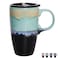 Bosmarlin Ceramic Travel Coffeel Mug with Handle and Lid 18 oz Portable Coffee Cup for Car Cup Holder Microwave and Dishwasher Safe Reactive Glaze Pastel Blue