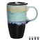 Bosmarlin Ceramic Travel Coffeel Mug with Handle and Lid 18 oz Portable Coffee Cup for Car Cup Holder Microwave and Dishwasher Safe Reactive Glaze Pastel Blue