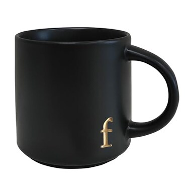 COLLECTIVE HOME Black Monogram Ceramic Mugs 15 oz Golden Initial Coffee Cups Elegant Alphabet Tea Mugs Personalized Halloween Mug with Gift Box Perfect for Office and Home Dcorf
