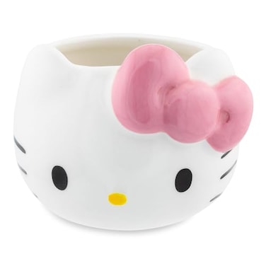 Silver Buffalo Sanrio Hello Kitty Pink Bow Sculpted Ceramic Mini Mug Small Coffee Cup For Espressos Cappuccinos and Beverages Holds 35 Ounces