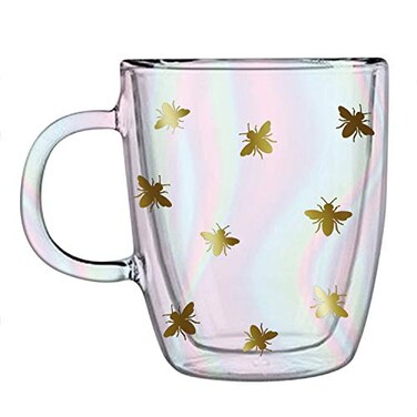 Slant Collections Glass CoffeeTea Mug 12Ounce Buzzing Bees 1004859267
