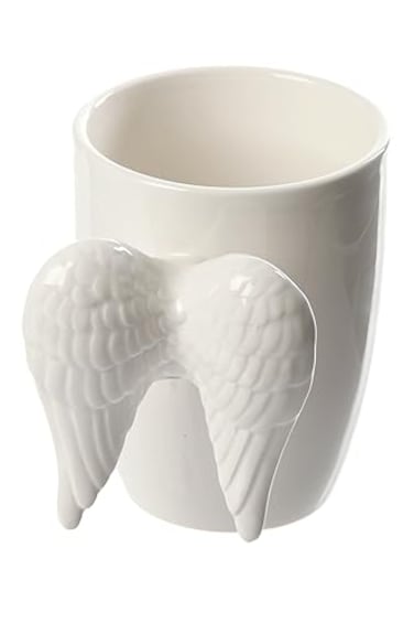 Puckator White Angel Wings Ceramic Shaped Handle Mug University Essentials Cute Gifts for Girlfriend Large Mugs for Men Women Hot Drinks Cute Cups Presents Secret Santa Gifts Cup Set