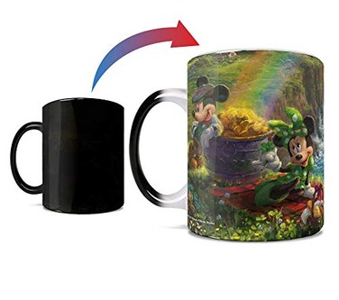Morphing Mugs Disney Mickey and Minnie Mouse Ireland Thomas Kinkade One 11 oz Color Changing Heat Sensitive Ceramic Mug Image Revealed When HOT Liquid Is Added MMUG743