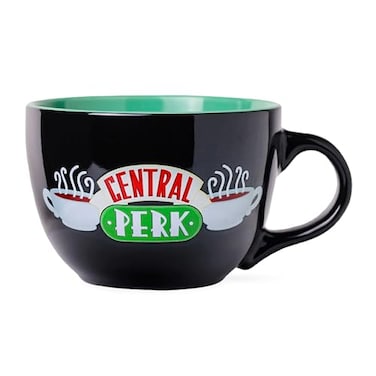 Silver Buffalo FRIENDS Central Perk Black Ceramic Mug Oversized for Coffee Soup 24 Ounces