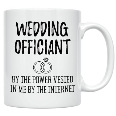 Casitika Funny Wedding Officiant Gift 11 oz Ceramic Coffee Mug By the Power Vested In Me By The Internet Ideas for Gag Gifts 11 oz White