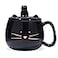 Koolkatkoo Cute Cat Coffee Mug With Cell Phone Holder Lid Unique Ceramic Tea Porcelain Cup for Cat Lovers Gold Black Gift for Women