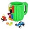 Lumsburry Buildon Brick Coffee Mug Funny DIY Novelty Cup with Building Blocks Creative for Kids Men Women Xmas Birthday Green