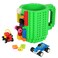 Lumsburry Buildon Brick Coffee Mug Funny DIY Novelty Cup with Building Blocks Creative for Kids Men Women Xmas Birthday Green