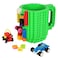 Lumsburry Buildon Brick Coffee Mug Funny DIY Novelty Cup with Building Blocks Creative for Kids Men Women Xmas Birthday Green