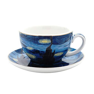 Coffeezone Vincent Van Gogh Art The Starry Night Porcelain Cappuccino Coffee Cup Saucer Cappuccino 75 oz