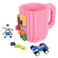 Lumsburry Buildon Brick Coffee Mug Funny DIY Novelty Cup with Building Blocks Creative for Kids Men Women Xmas Birthday Pink