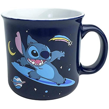 Silver Buffalo Disney Lilo and Stitch Far Out Surfing in Space Ceramic Camper Mug 20 Ounces