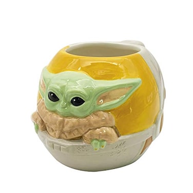 Zak Designs Star Wars The Mandalorian The Child Sculpted Ceramic Coffee Mug Collectible Keepsake with Unique 3D Character 16 OZ Baby Yoda in Cradle SWSC8515