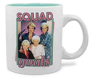 Silver Buffalo The Golden Girls Squad Goals Ceramic Coffee Mug Official TV Show Collectible Drinkware Oversized Cup For Home Kitchen Barware Set Holds 20 Ounces