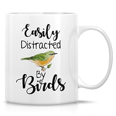 Retreez Funny Mug Easily Distracted by Birds Nature Lover Ornithology 11 Oz Ceramic Coffee Mugs Funny Sarcasm Sarcastic Motivational Inspirational birthday gift for him her friend coworker dad mom