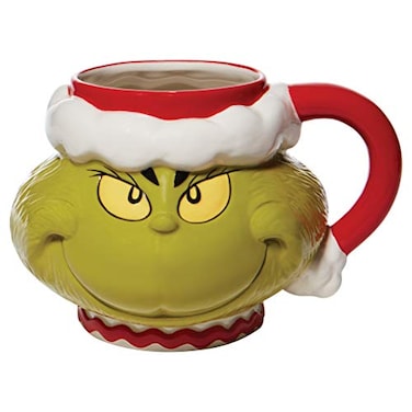 Department 56 Dr Seuss Grinch Santa Face Sculpted Coffee Mug 32 Ounce Multicolor
