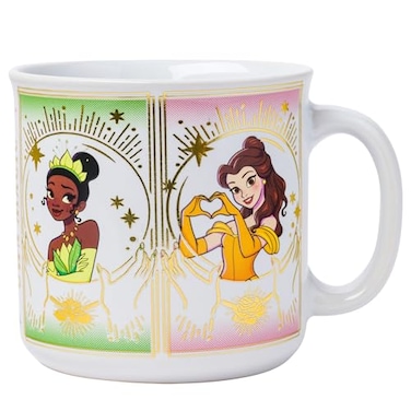 Silver Buffalo Disney Princess Mystic Tarot Card Featuring Cinderella Ariel Tiana and Belle Ceramic Camper Mug 20 Ounces