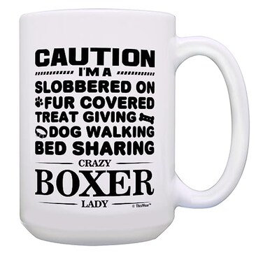 ThisWear Funny Boxer Gifts Fur Covered Crazy Boxer Lady Boxer Dog Mom Gifts 15oz Ceramic Coffee Mug with Handle