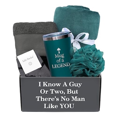 GOLDMUS Gift Basket for Men Funny Birthday Basket for Men Luxury Gift Box for Appreciation or Thank You Celebration Surprise Set Unique Mens Gift Basket Idea for Relaxation and Thoughtful Moments