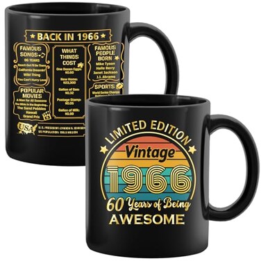 QUPT 60th birthday gifts for men1964 60th Birthday Mug Gift for Men Women1964 Old Time Information60th Birthday Mug 60 Year Old Birthday Party Decorations Sixty Birthday Mug