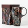 Topadorn 17oz Ceramic Coffee Mug with Lid Gift Box Boho Tribal Feather Art Mug Microwave Dishwasher Safe Large Latte Tea Cup for Home Office Gifting