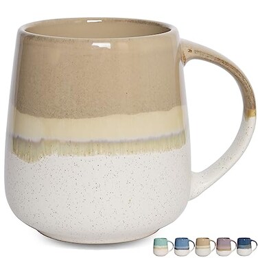 Bosmarlin Extra Large Ceramic Coffee Mug 23 Oz Dishwasher and Microwave Safe Oversized Big Tea Cup for Office and Home Brown Grey