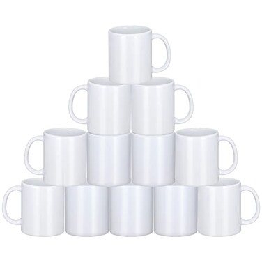 Yephets Sublimation Mugs 12Pcs Coffee Mugs Blank White Ceramic Coffee Mug Set Sublimation Cups 11 oz Christmas Coffee Mug for Hot Chocolate Latte Tea Milk DIY Products
