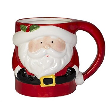Transpac Imports, Transpac Imports Inc Santa Holiday 12 Ounce Ceramic Dolomite Christmas Coffee Mug Red