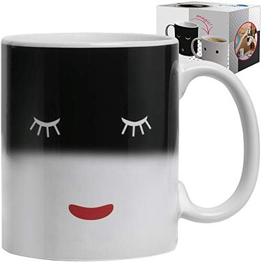 Chuzy Chef Color Changing Funny Mug Magic Coffee Tea Heat Changing Sensitive Cup 12 oz White Face Design Drinkware Ceramic Mugs Morning Birthday Christmas Gift Idea for Mom Dad Women Men