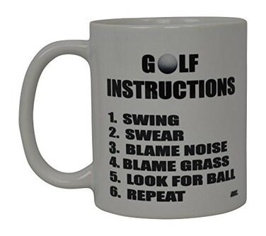 Rogue River Tactical Best Funny Golf Coffee Mug Golf Instructions Novelty Cup Joke Great Gag Gift Idea For Office Work Adult Humor Employee Boss Golfers