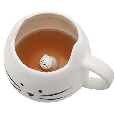Koolkatkoo Cute Cat Coffee Mug for Cat Lovers Women Girls Ceramic Kitty Water Mugs 12 oz Small Cup White
