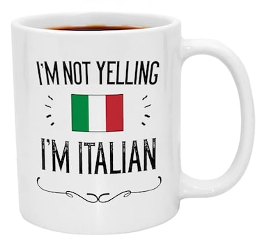 Casitika Funny Italian Pride Coffee Mugs 11 oz Ceramic Italy Flag Novelty Mug Im Not Yelling Im Italian 11 oz White