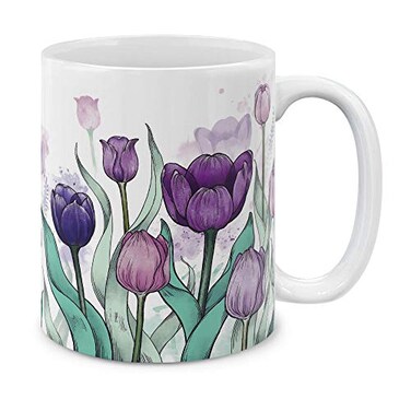 MUGBREW 11 OZ Coffee Mug Flowers Plants Garden Variety Designs Tulips Flowers