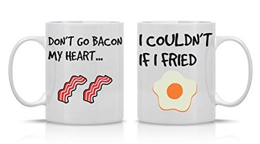 CBTwear Dont Go Bacon My Heart I Couldnt If I Fried 11oz White Ceramic Coffee Mug Couples Sets Funny His Her Gifts Husband and Wife Anniversary Presents Wedding or Engagement Gift