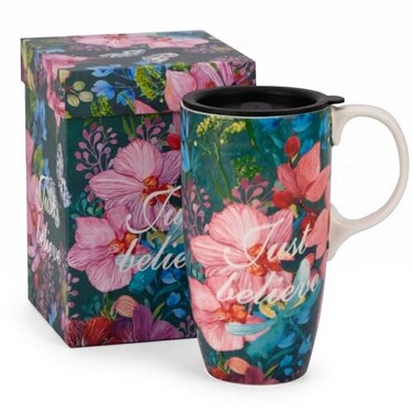 Topadorn 17oz Ceramic Travel Mug with Lid and Handle Porcelain Coffee Cup with Gift Box Microwave Dishwasher Safe LeakResistant Mug for Latte Tea Cocoa Milk Home Office