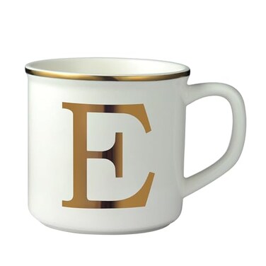 Miicol Ceramic Coffee Mug 16 oz Monogram Coffee Cup Golden Initial Tea Mug Personalized Tea Cup Unique Gift Large Mug for Home Office Letter E