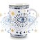 NymphFable Ceramic Coffee Mug 18oz Boho Eyes Coffee Cups with Handle Personalized Baking Pattern Tea Cup Large