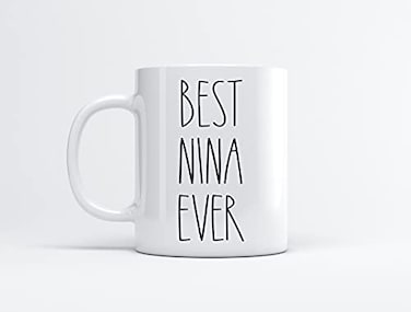 FundingCharlee Best Nina Ever Coffee Mug Font Rae Dunn Inspired Style Fathers DayMothers Day Family For Birthday Present The 11oz White B2F3LPRMPA11oz