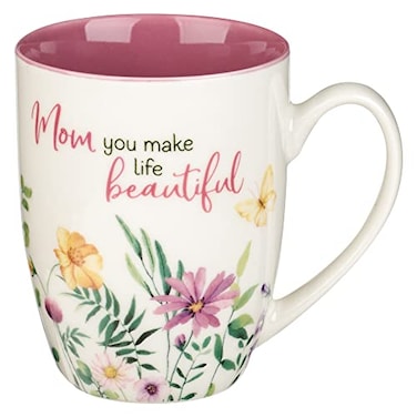 WITH LOVE Special Coffee Mug for Mothers Mom You Make Life Beautiful Purple Wildflowers Inspirational CoffeeTea Cup for Her Birthday Mothers Day 12oz Ceramic
