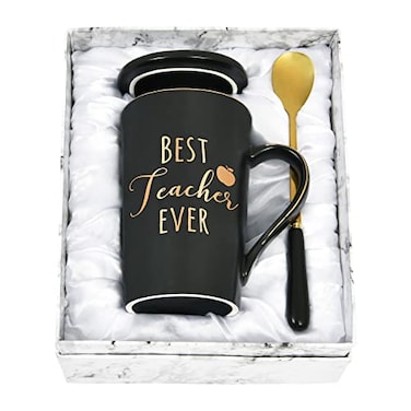 Cabtnca Teacher Gifts for Christmas Best Teacher Ever Coffee Mug Teachers Appreciation Birthday Gifts from Students 14Oz Black
