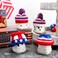 Tegeme 4 pcs Marshmallow Mug Hat 4th of July Crochet Mug Topper Mini Decorative Hat Cover for Patriotic Independence Day Coffee Cocoa Tiered Tray Decoration