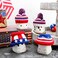 Tegeme 4 pcs Marshmallow Mug Hat 4th of July Crochet Mug Topper Mini Decorative Hat Cover for Patriotic Independence Day Coffee Cocoa Tiered Tray Decoration